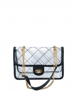 High Quality Quilted Clear PVC Bag BA510003 BLACK
